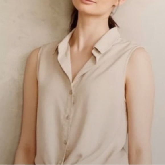 Doe + Rae Sand Tan Sleeveless Button Down Shirt size S - Picture 1 of 8